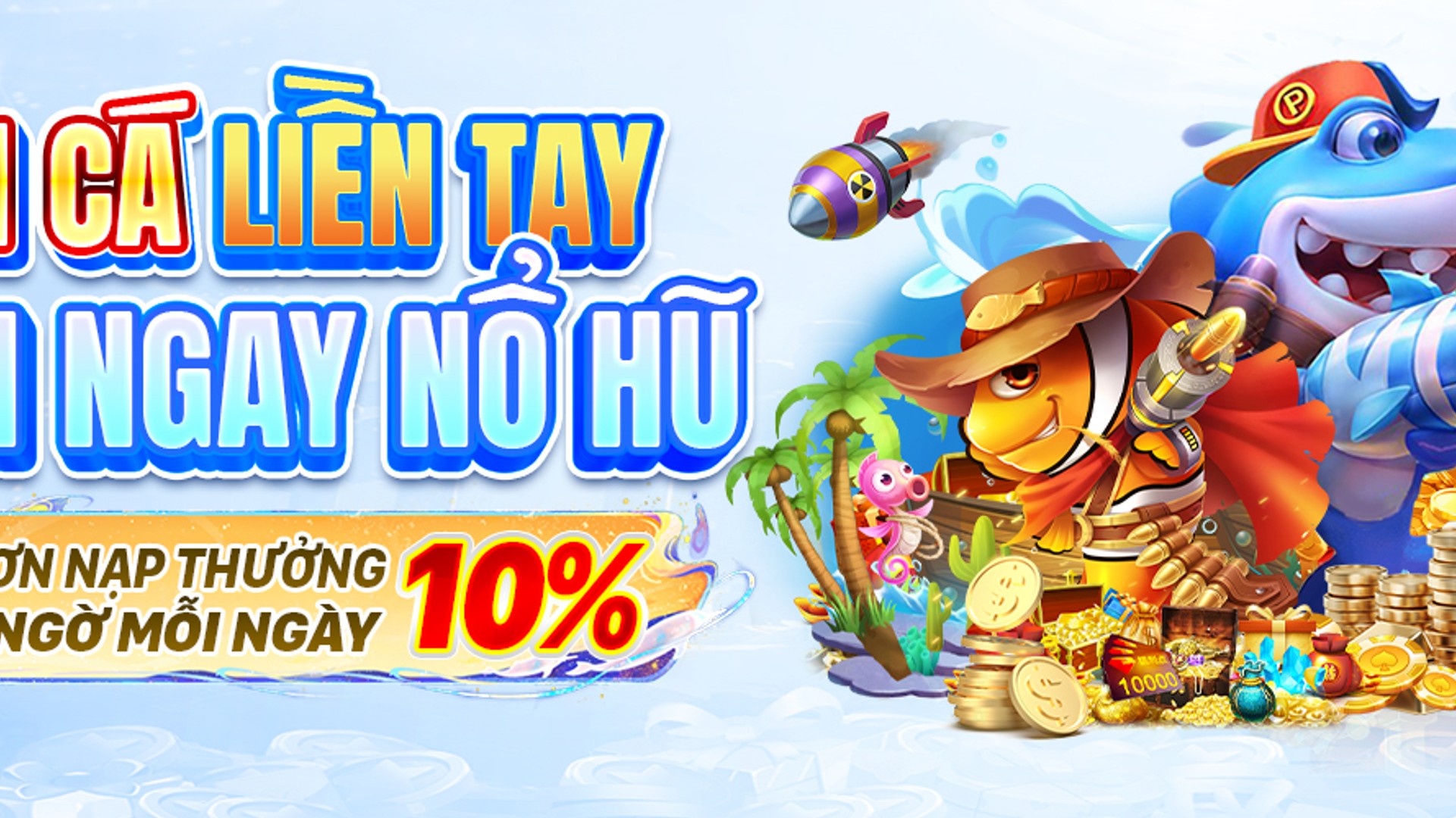 Hình ảnh đại dương huyền ảo với các loài cá và biểu tượng vàng của KV888 Casino