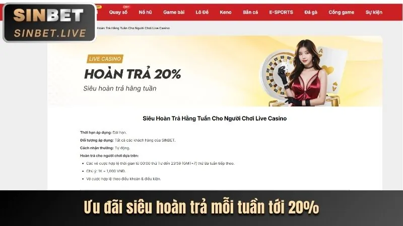 Ưu đãi hoàn trả hàng ngày KV888 Casino
